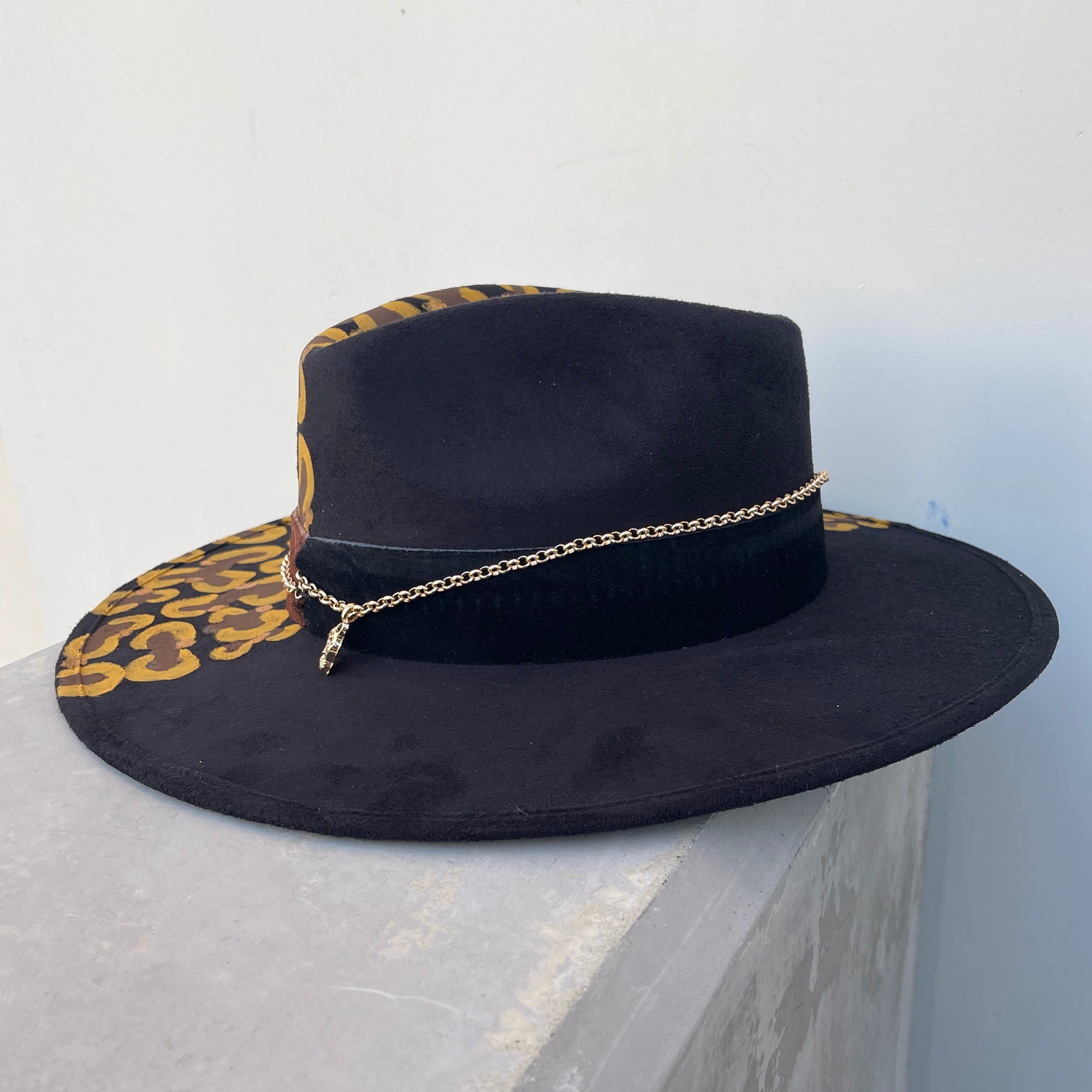 The Black Cheetah Handpainted Hat