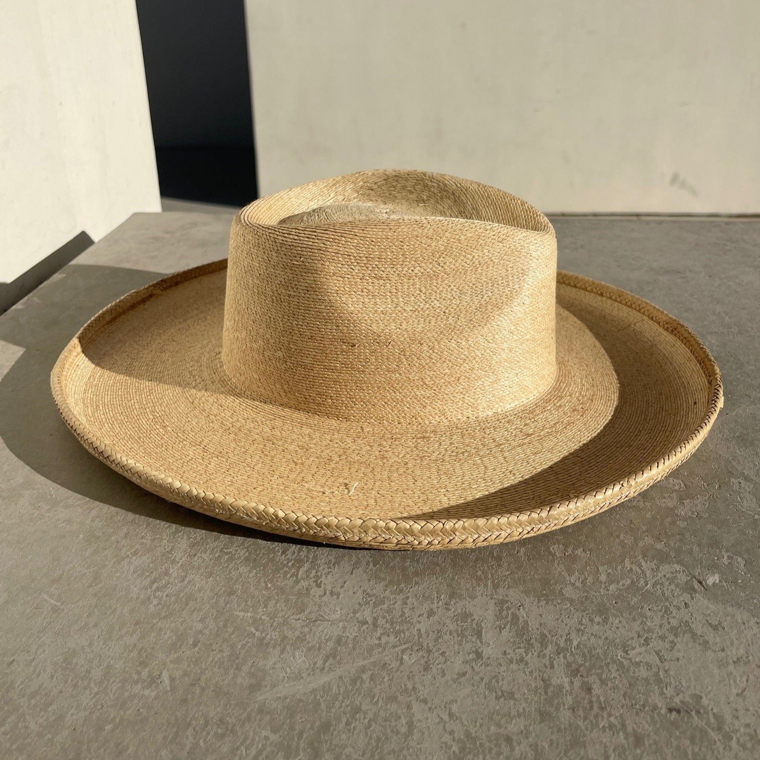 rolled straw hat