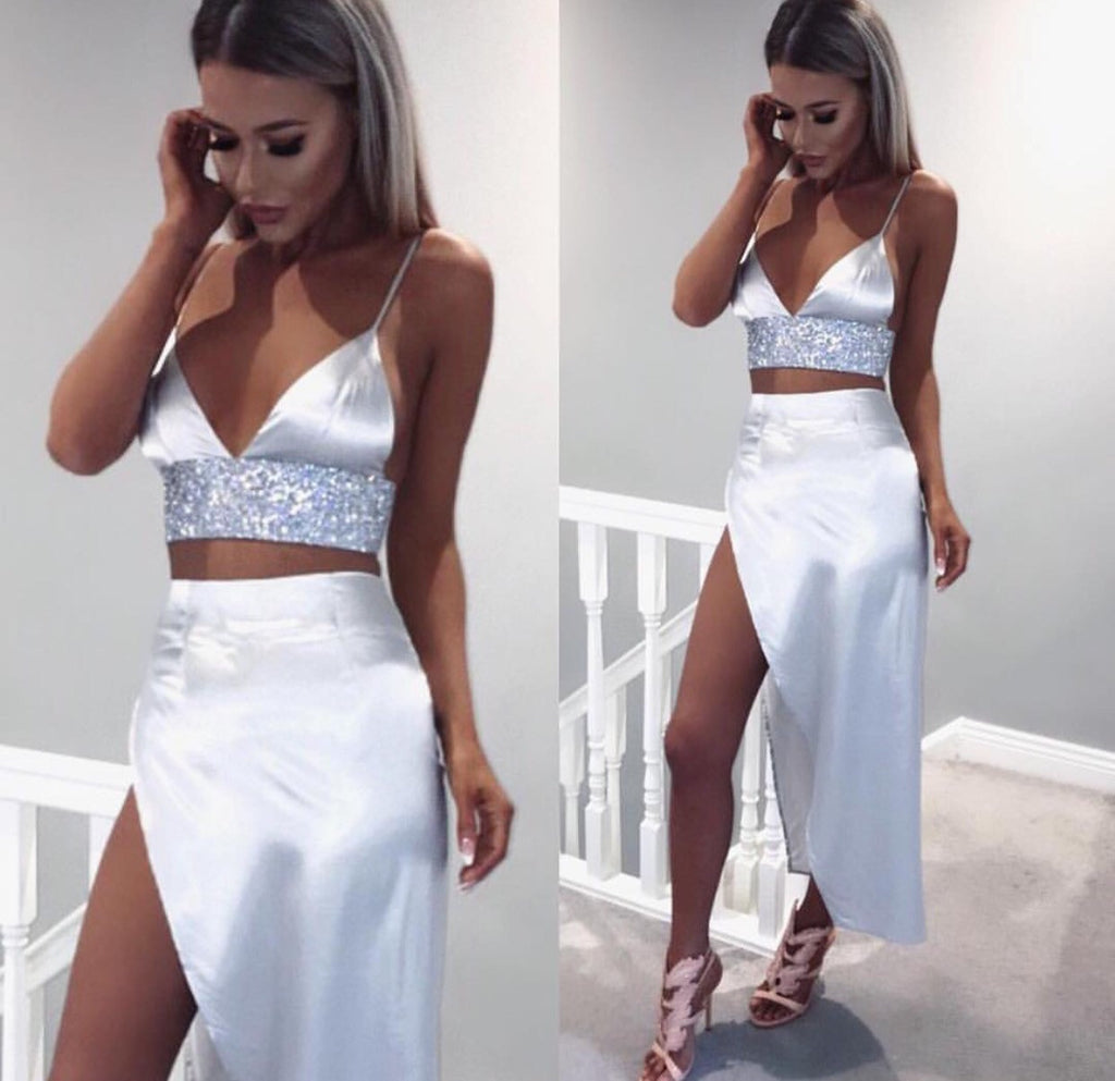 formal crop top and skirt set