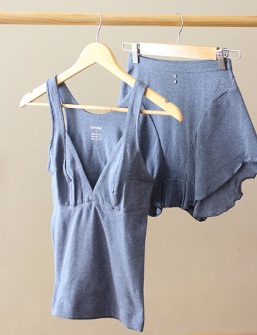 KOTONE Organic Cotton Tank Top Boxer Set Navy