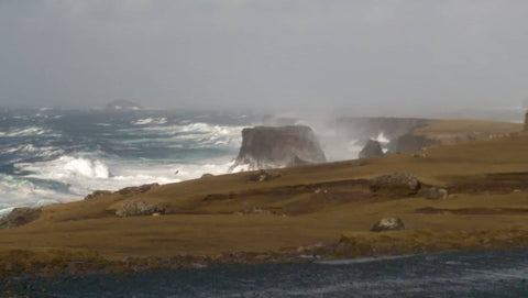 Eshaness cliffs on windy winters day