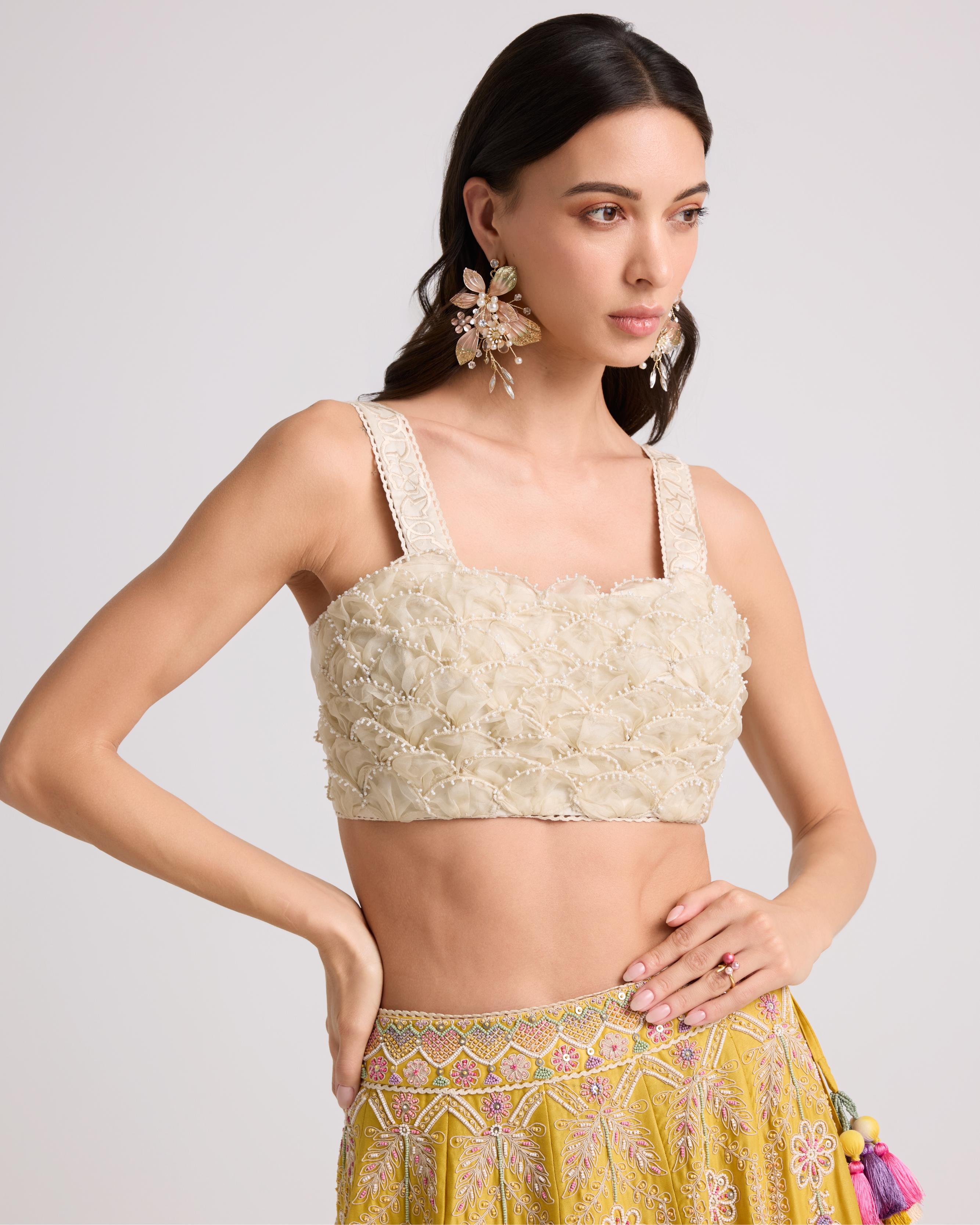 IVORY SCALLOP TEXTURED BUSTIER