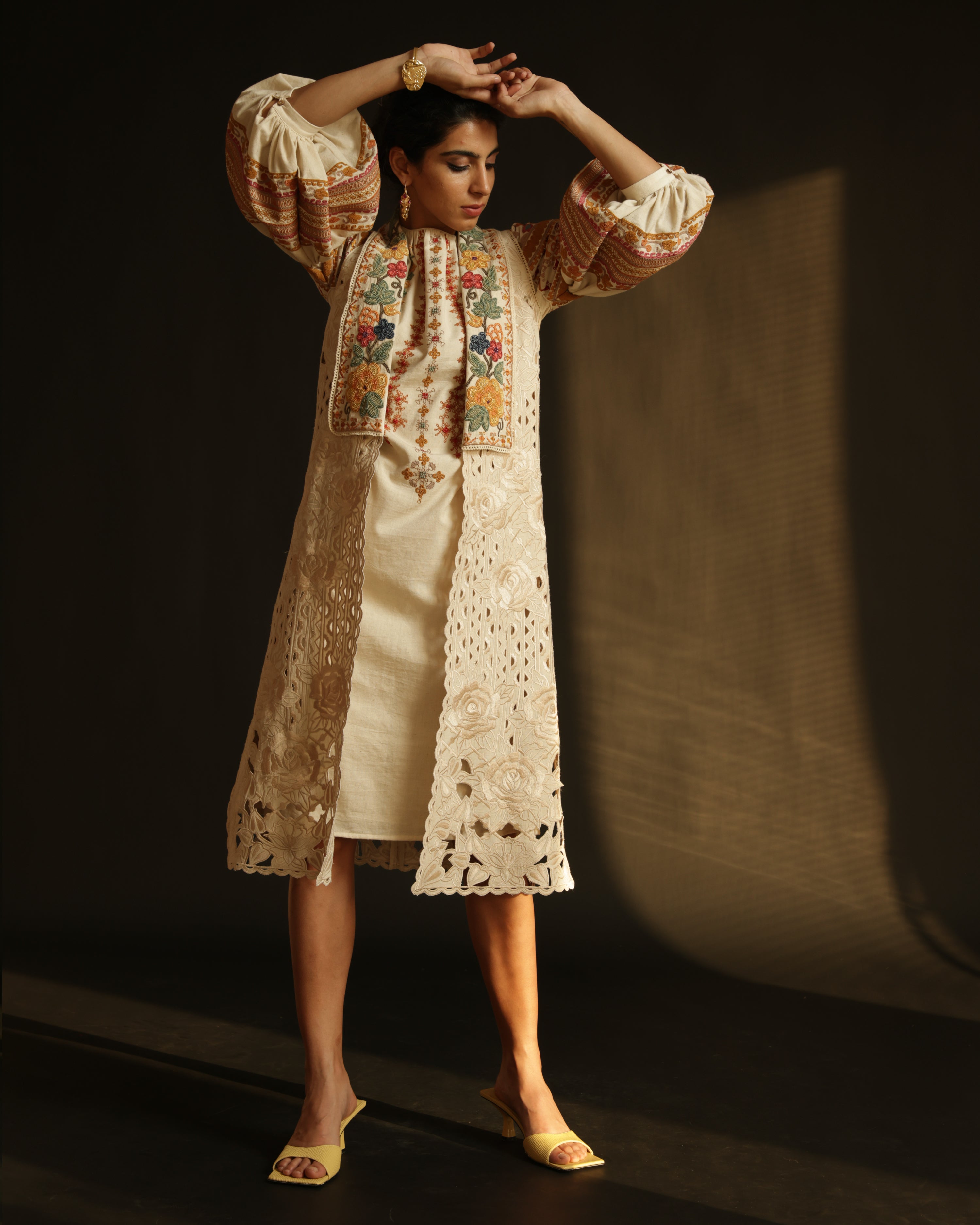 IVORY KALA COTTON CUTWORK JACKET