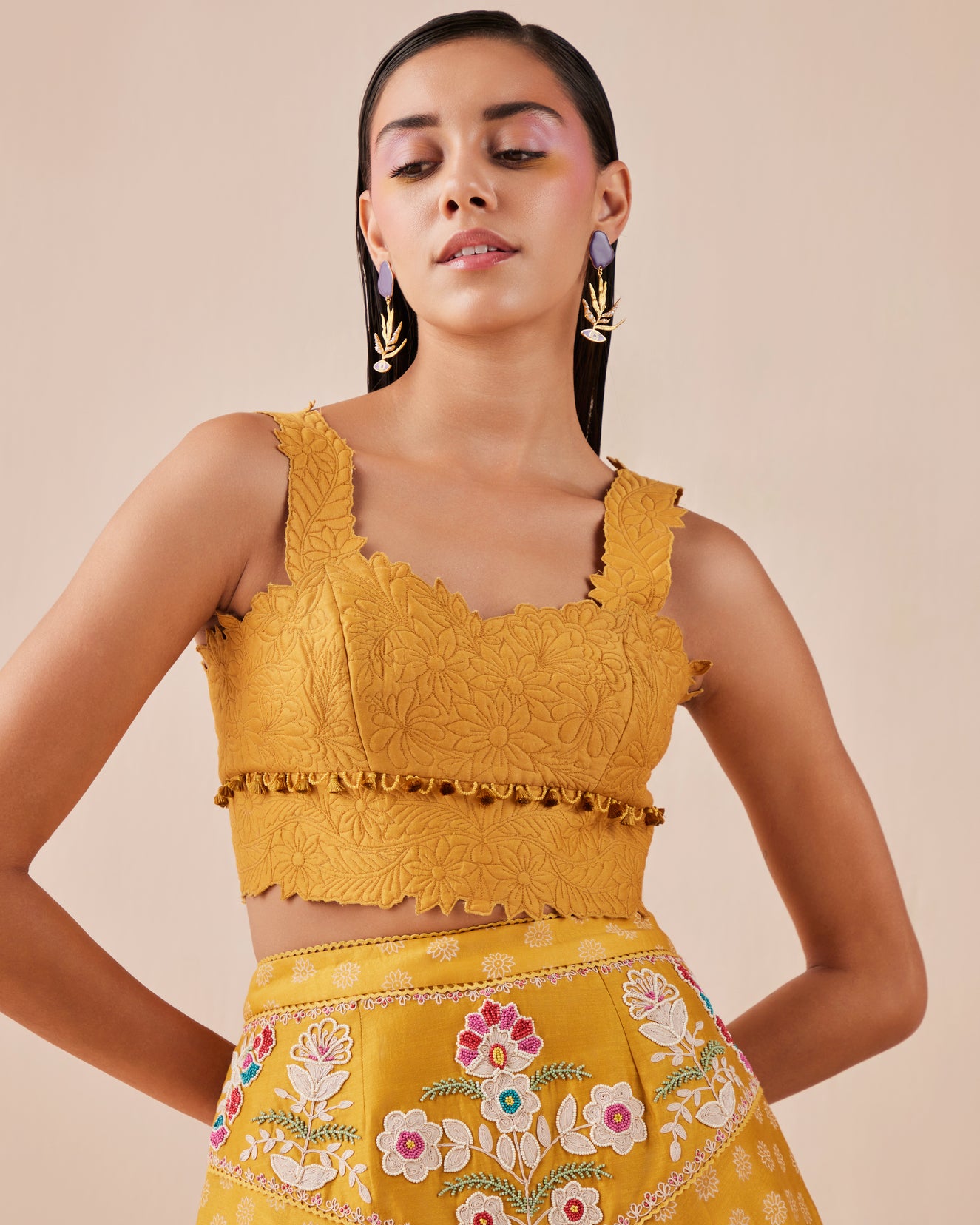 YELLOW QUILTED BUSTIER