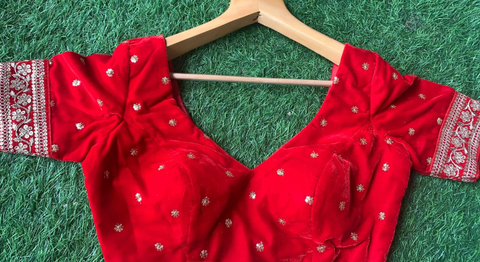 red velvet blouse