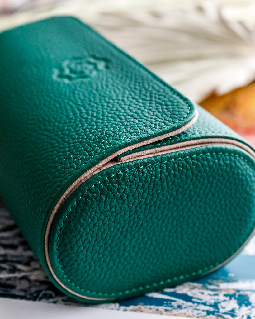 vallae goods luxury leather emerald green duplo watch roll