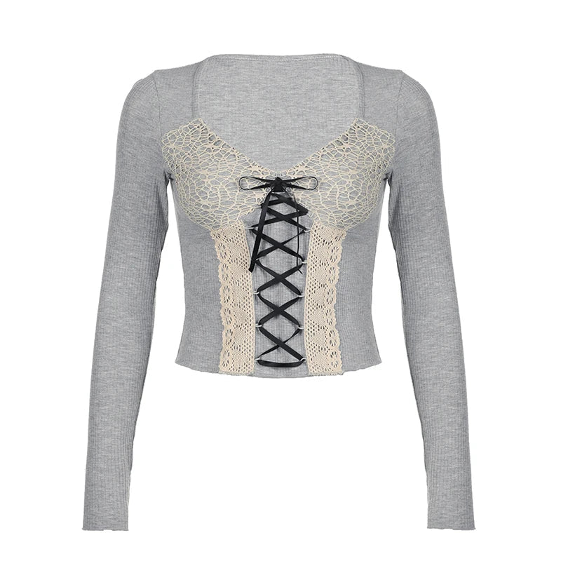 Coquette Aesthetic Lace Cropped Top