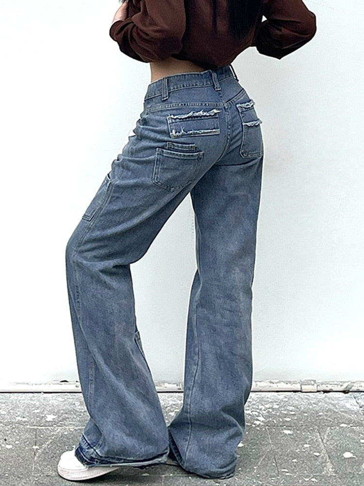 Y2K Washed Denim Flare Jeans - SWS Store⎮ Streetwear Society