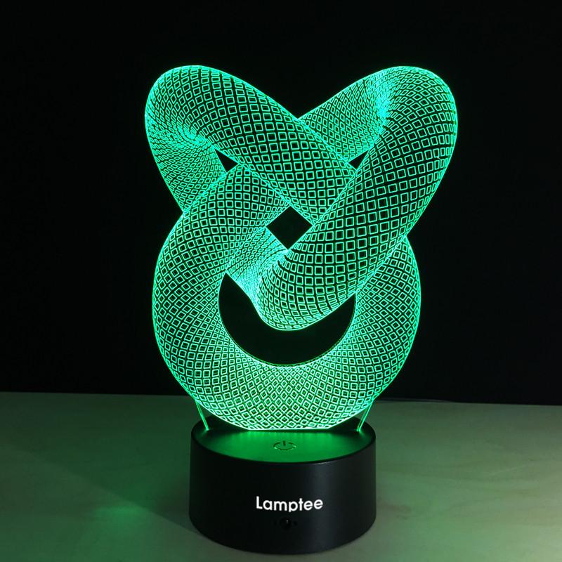 Abstract Love Knot Abstract Circle Spiral Bulbing 3D Illusion Lamp Night Light 3DL075