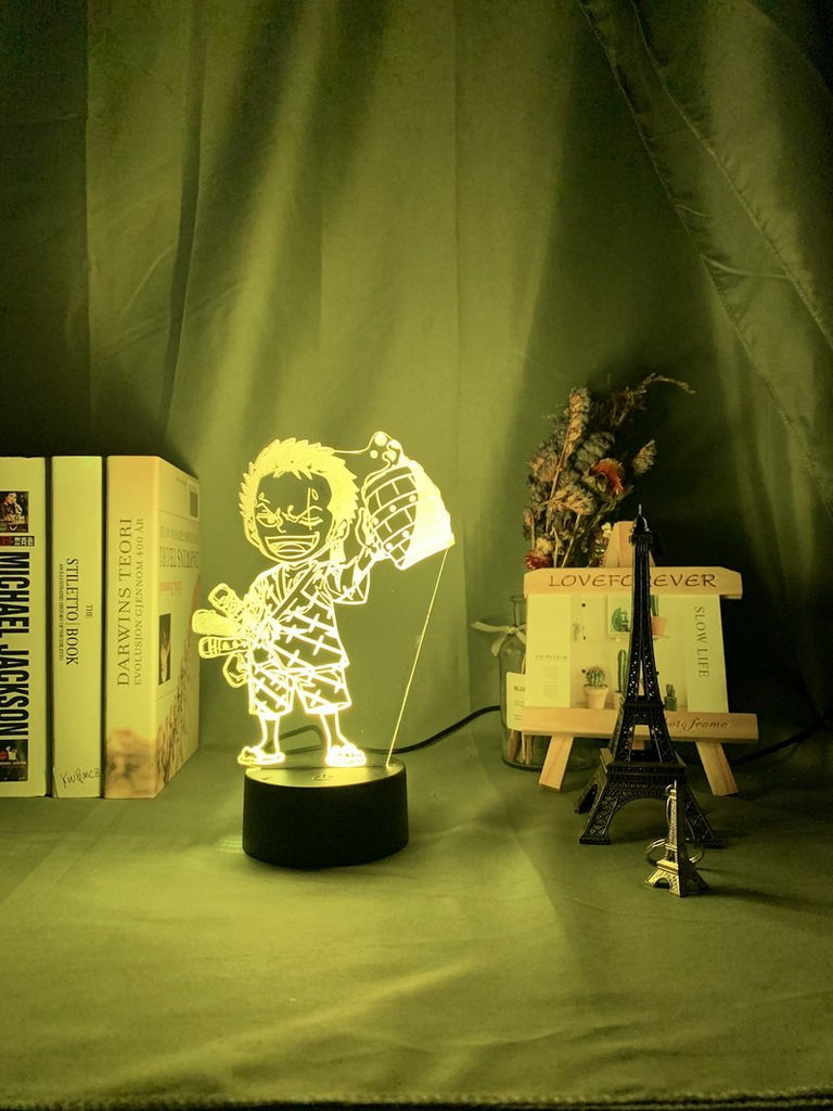 Anime One Piece Roronoa Zoro Figure 3d Illusion Lamp Night Light 3dillusionlamptee