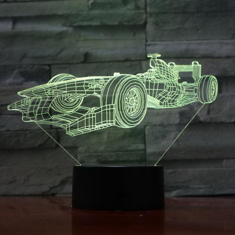 F1 Racing Car 3D Illusion Lamp Night Light