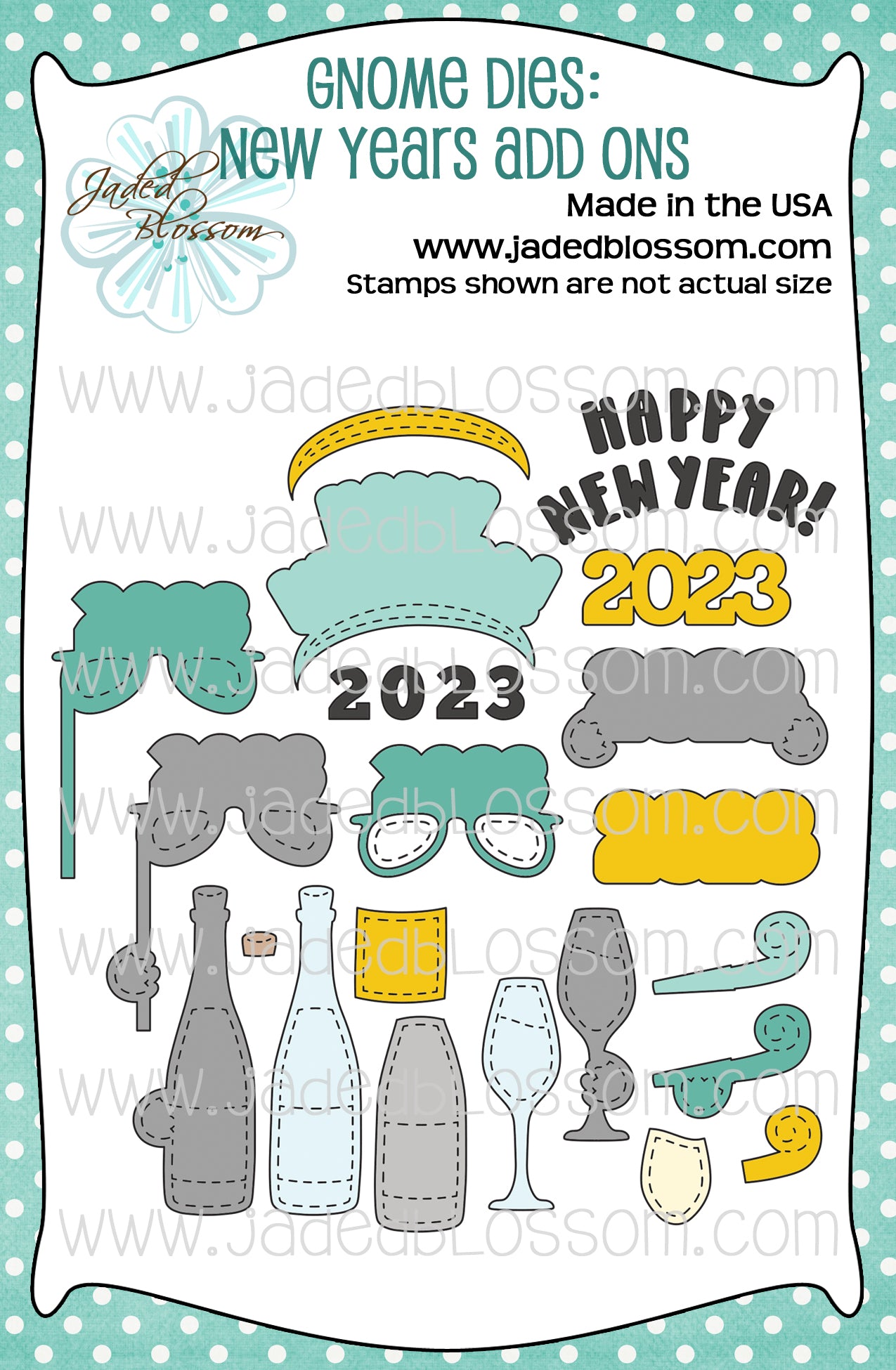 Happy New Year Sloth with Champagne Square Rubber Stamp for Stamping  Crafting