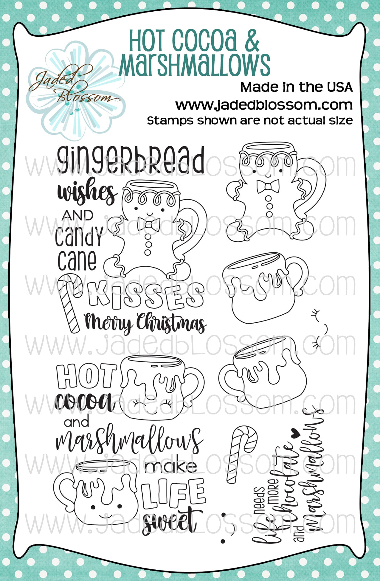 Jaded Blossoms Hot Cocoa and Marshmallows stamp set