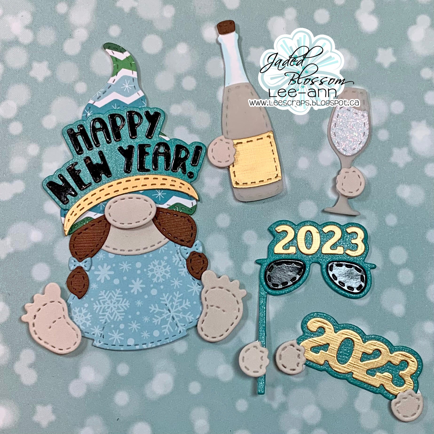 Happy New Year Sloth with Champagne Square Rubber Stamp for Stamping  Crafting