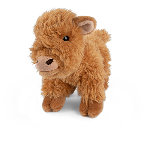 Living Nature Highland Cow Brown Stuffed Animal | Farm Toy with Sound |  Soft Toy Gift for Kids | Naturli Eco-Friendly Plush | 9 Inches