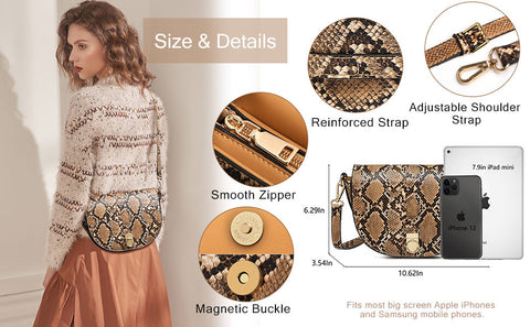 snakeskin handbag for women