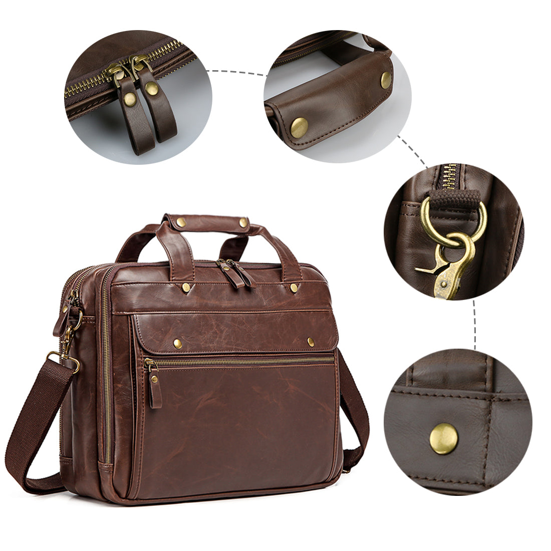 Bosidu Men's Vintage Waterproof Leather Briefcase