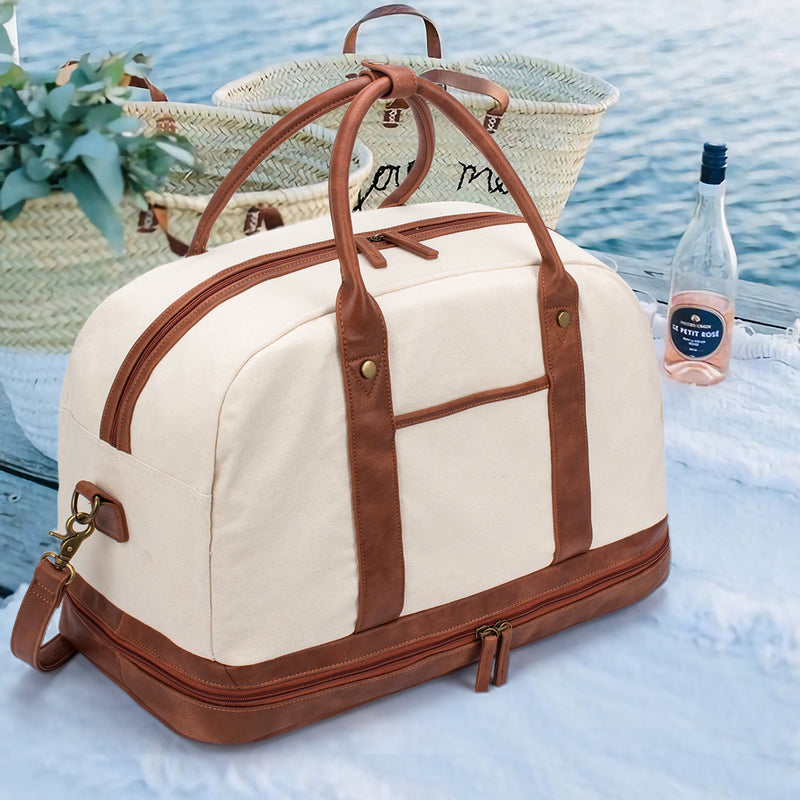 Leather Large Capacity Garment Travel Duffle Weekend Bag for Man – Bosidu