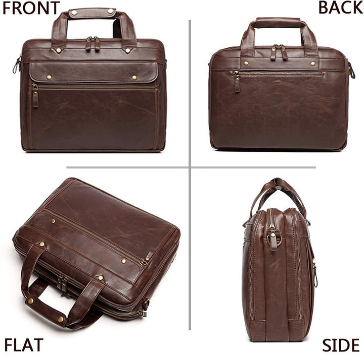 Bosidu Men's Vintage Waterproof Leather Briefcase