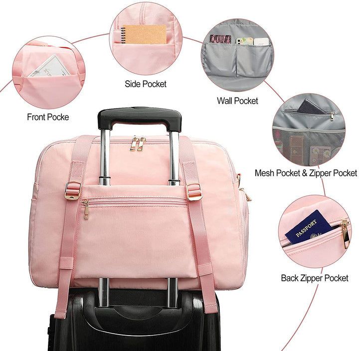 Sport Duffle Workout Bags with Shoe Compartment & Wet Pocket-PINK – Bosidu