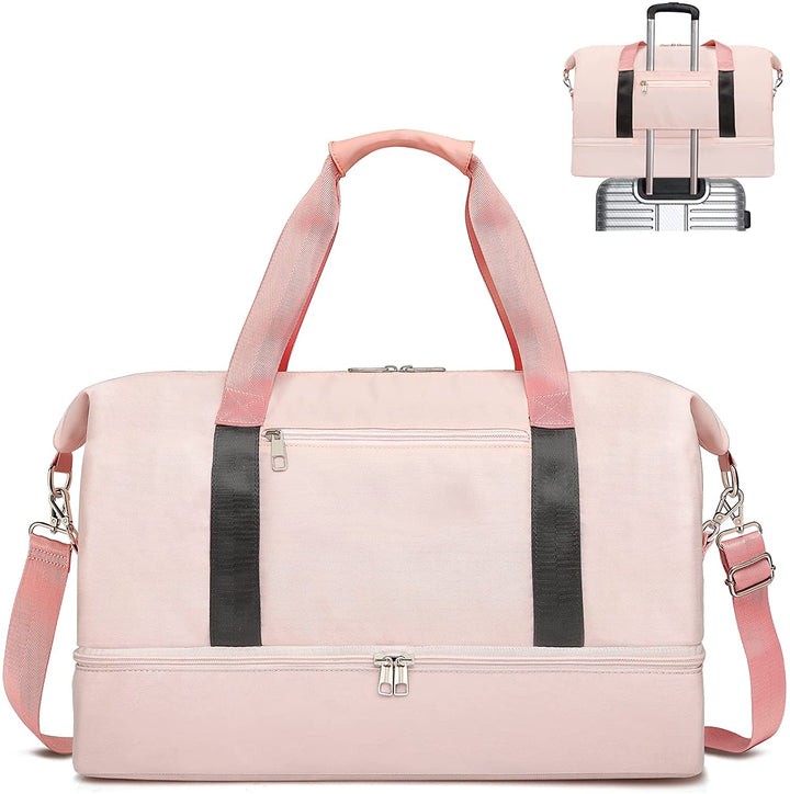 Bosidu Women Weekend Bag with Shoe Compartment & Wet Pocket (Pink)