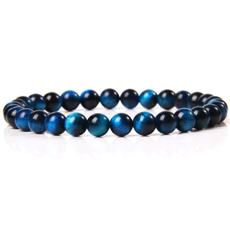 Blue tiger eye gemstone stretch bracelet, 6-12mm – RainbowShop for Craft