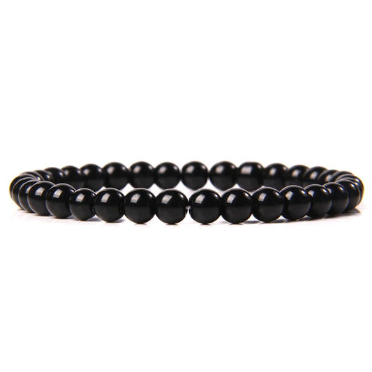 Black obsidian gemstone stretch bracelet, 4-12mm – RainbowShop for Craft