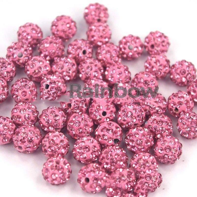 Rosaline Crystal Rhinestone Round Beads, 6mm 8mm 8mm 10mm 12mm Pave Clay Disco Ball Beads, Chunky Bubble Gum Beads, Gumball Acrylic Beads 