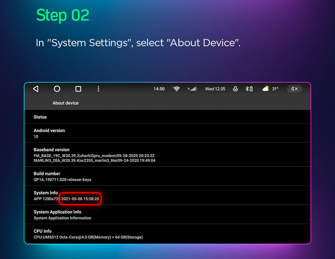 Step 2 In "System Settings" ' select "About Device".