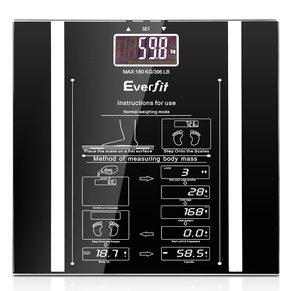 Digital Body Scale LCD Glass Weight Scales Bathroom Gym Electronic 180KG