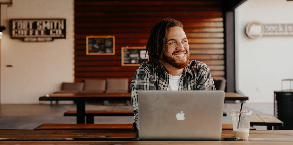 A man working productively on a workation