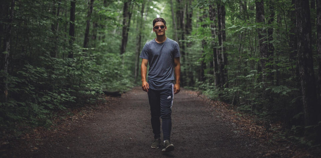 A man walking in the forest