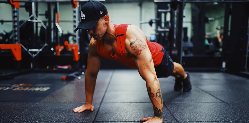 A man working out before bedtime