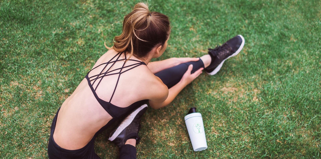 A woman making a stretching session