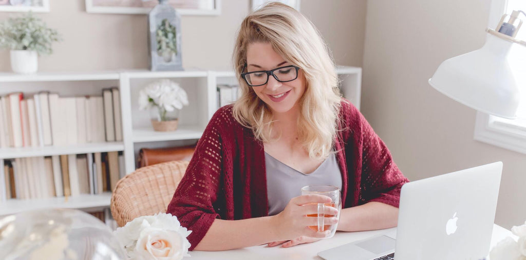 A productive and happy woman at her workplace