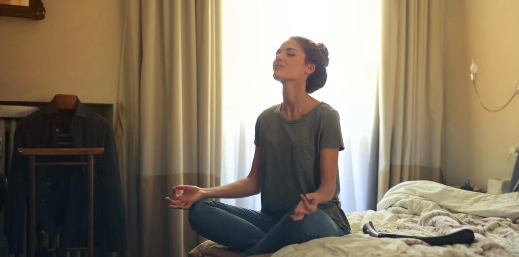 woman is meditating