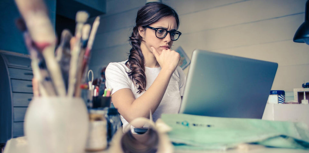 woman is working on the computer