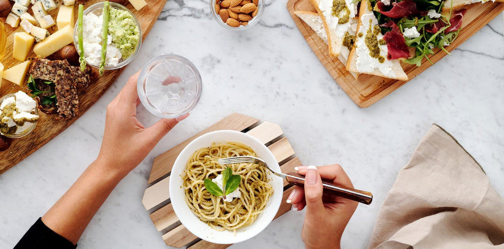 Woman having pasta for lunch