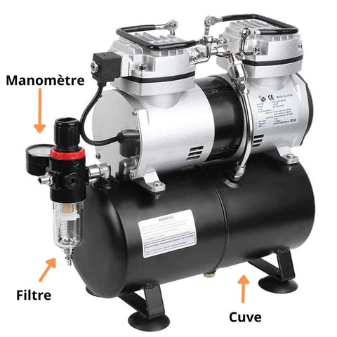 Mini-Compresseur aérographe TC-88T avec réservoir d'air