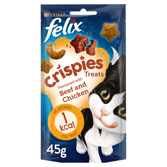 Felix Crispies Snacks para Gatos Pollo y Ternera 45g