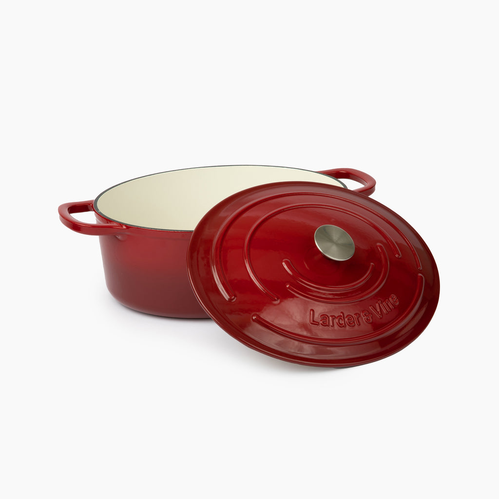 Chasseur 2.6-Quart Red Enameled Cast Iron Braiser with Lid