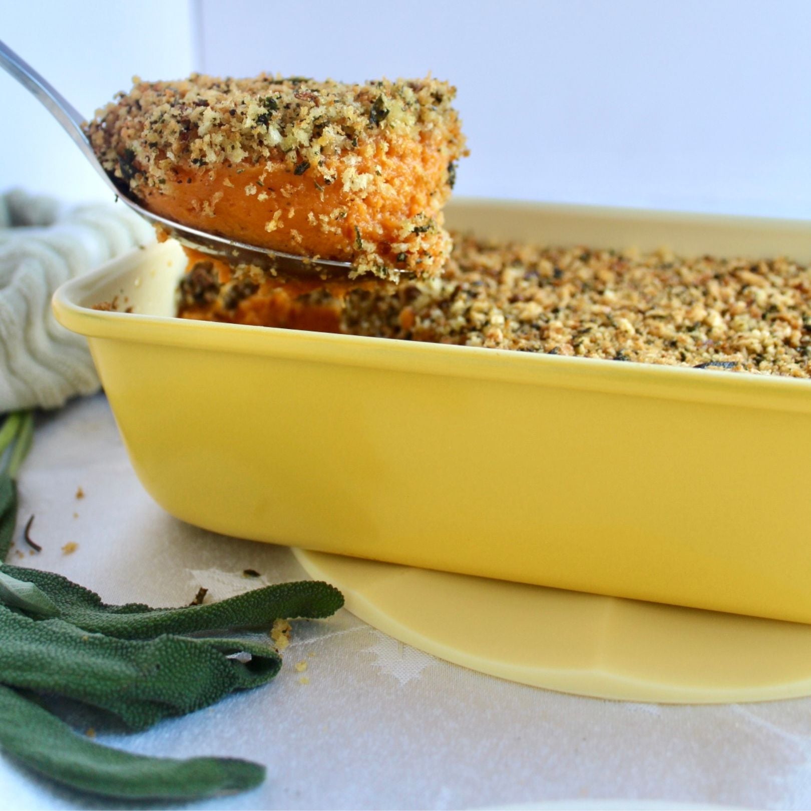 Savory Sweet Potato Casserole in Limoncello Loaf Pan