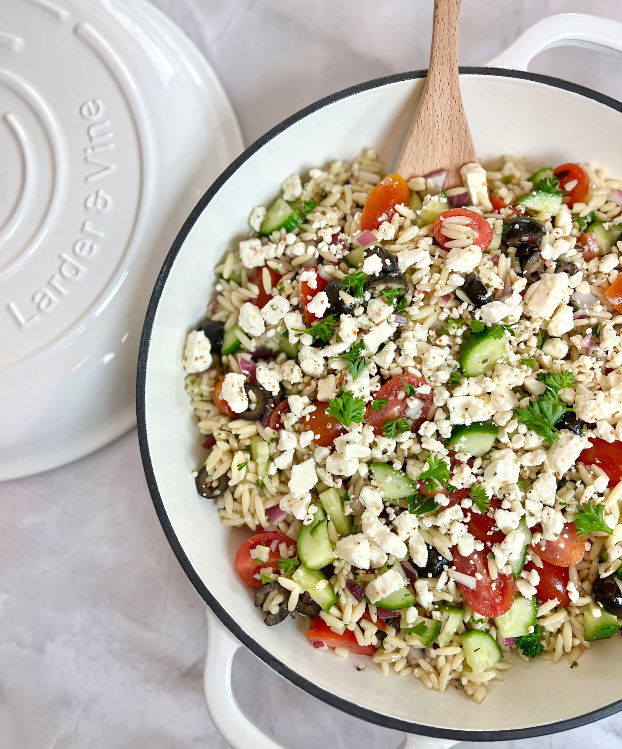 Pasta Salad in White Braiser