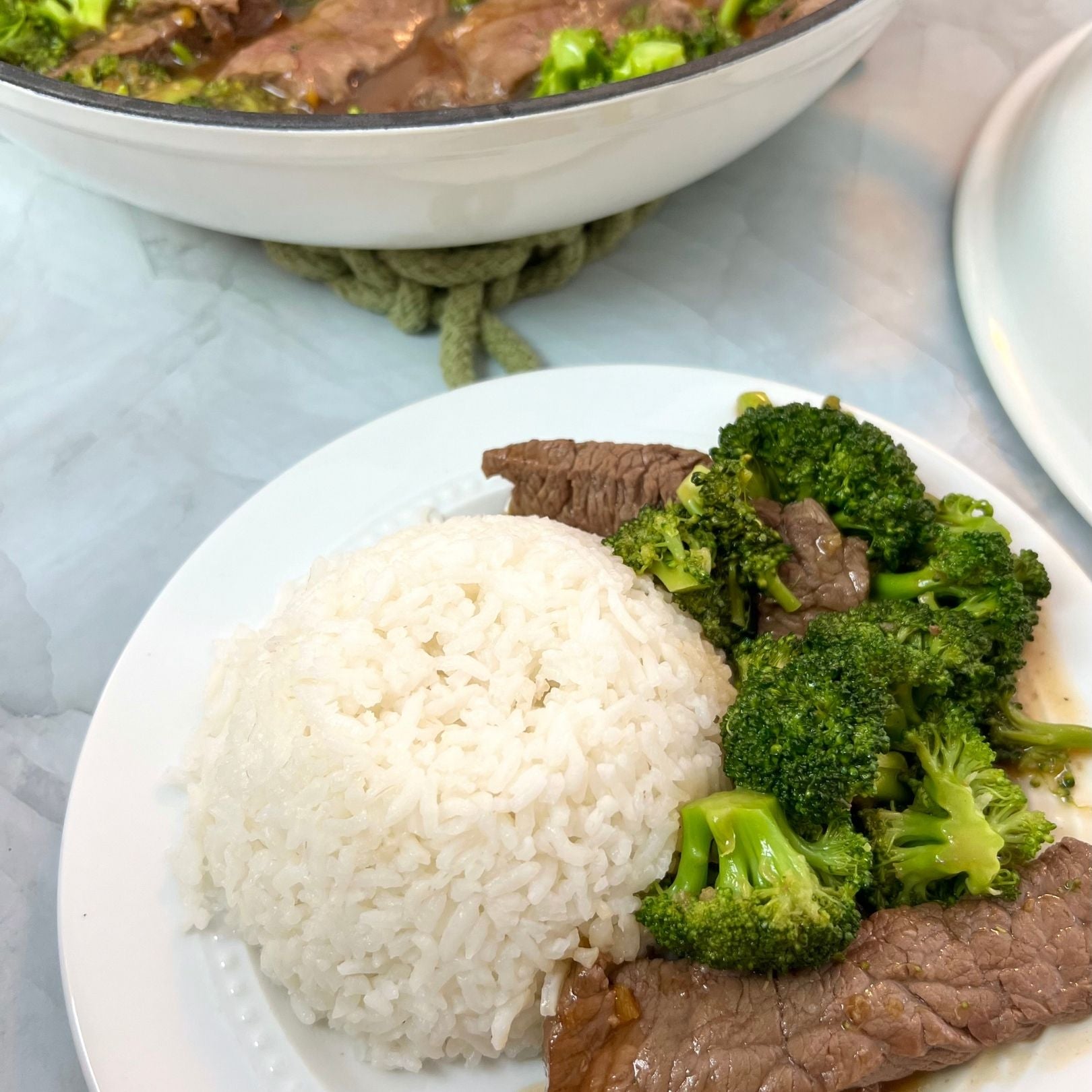 Beef & Broccoli Served with White Rice