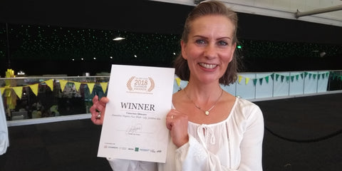 Rebecca picks up a platinum award for Conscious Skincare