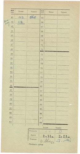 Soviet Chess Scoresheet: Nei - Averbach. VII International