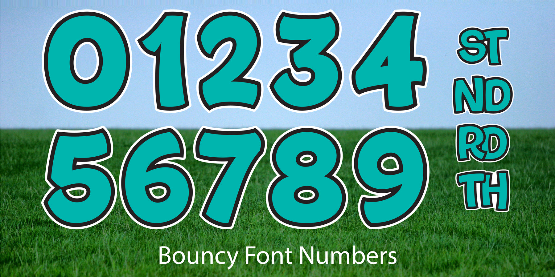 Bouncy Numbers 23" - 15 Piece Number Set - Solid Finish