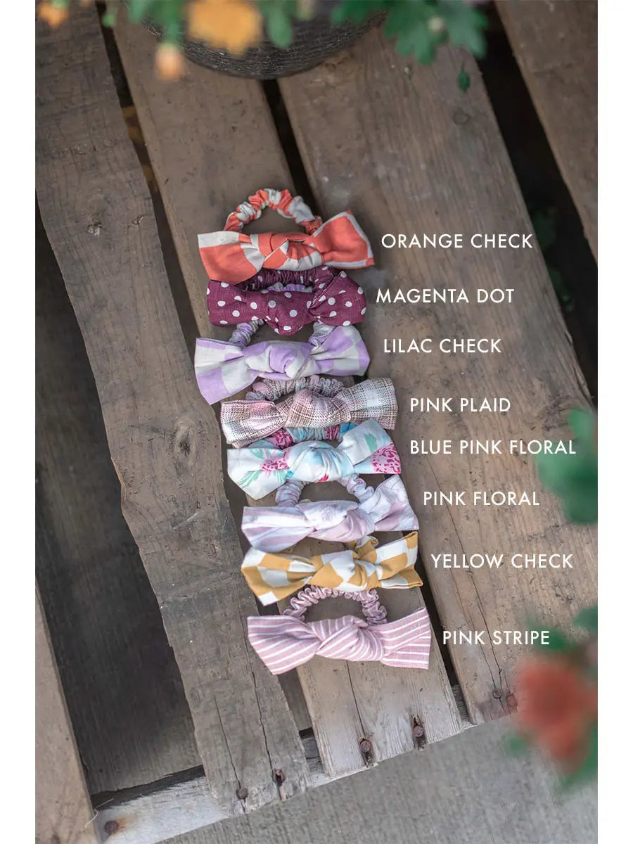 Linen Bow Scrunchie - Pink Plaid