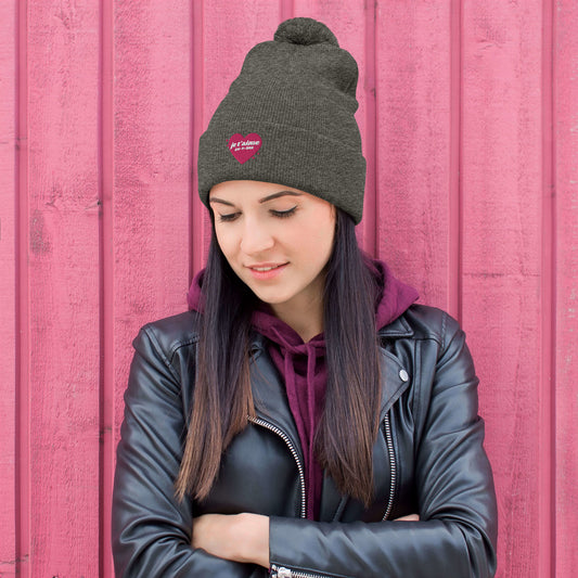 Embroidered Slouchy Beanie - Red