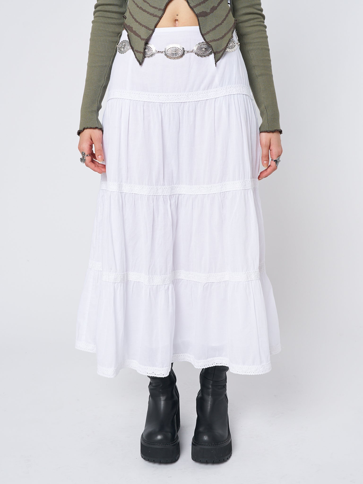 偉大な MYLAN ミント Skirt Maxi Flare Waist Hi マイラン ロング